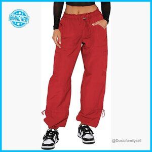 Wide Leg Cargo Pants Y2K Parachute Style Baggy Fit Streetwear Chic